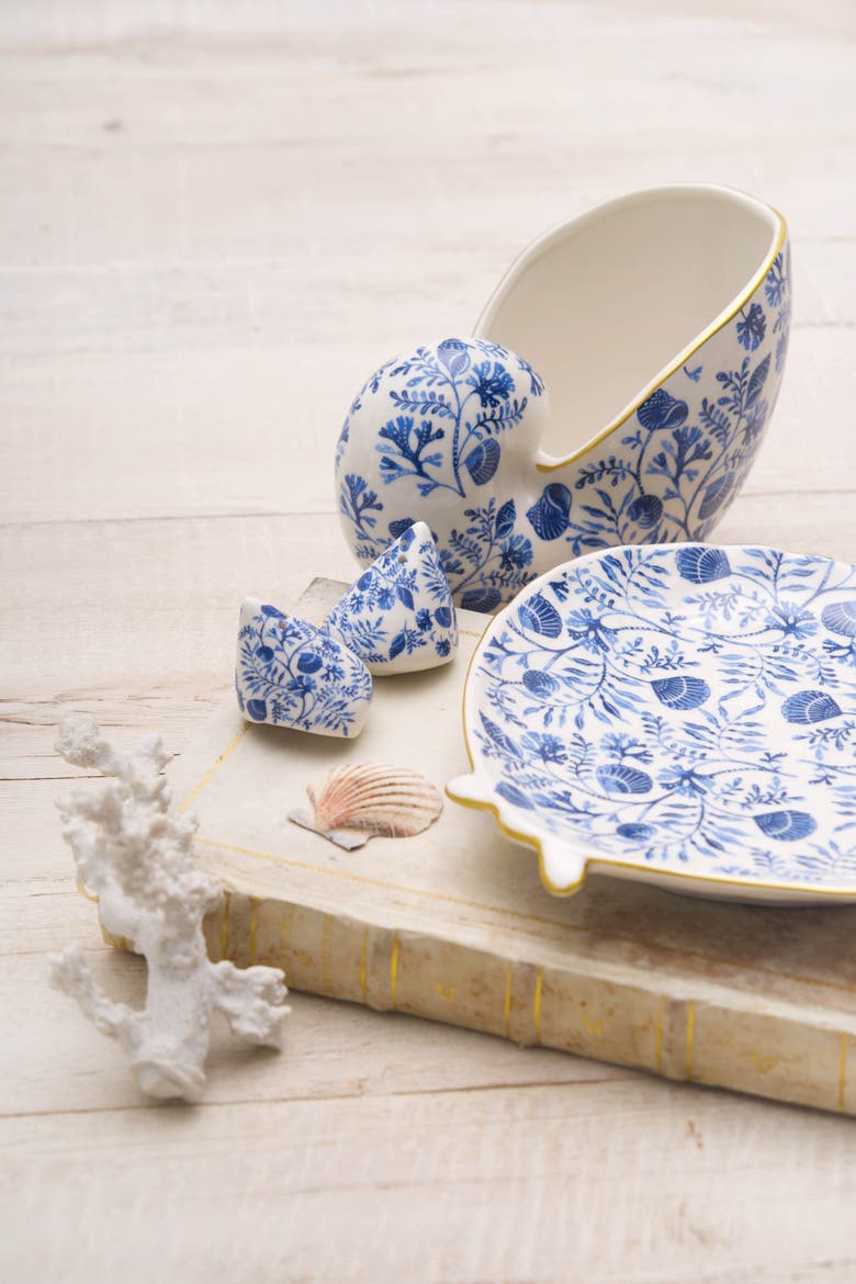 Chinoiserie Scotch Ponnet Nautilus Shell Figurine 2.12" x 3.9", Alternate, color, Blue