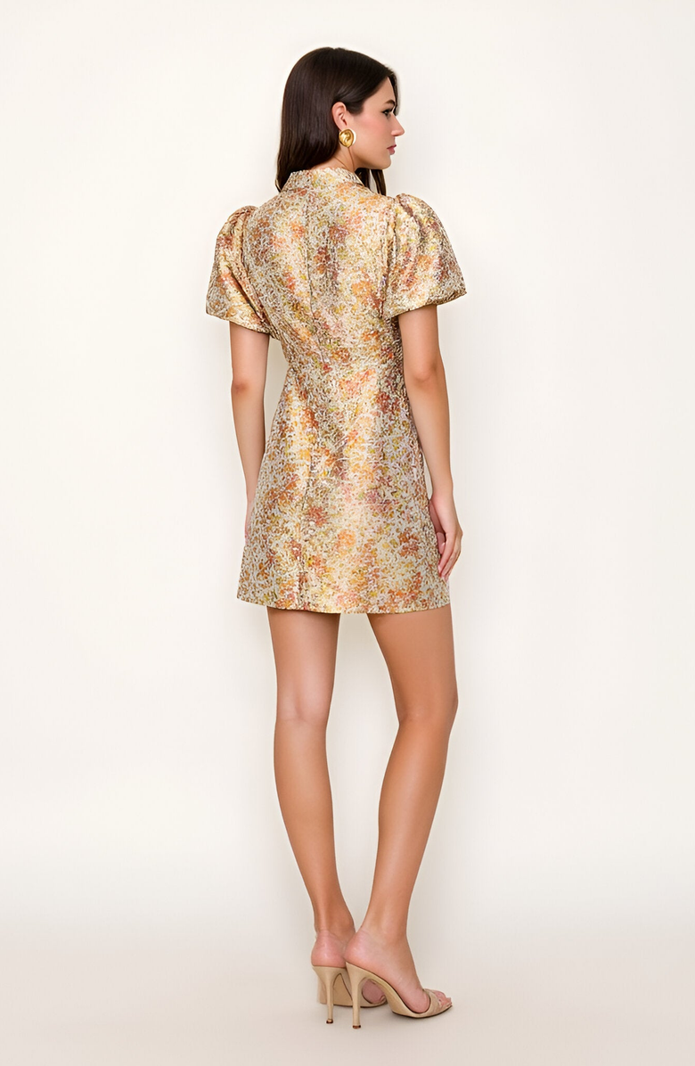 Modenaire Floral Puff Sleeve Mini Dress, Alternate, color, 