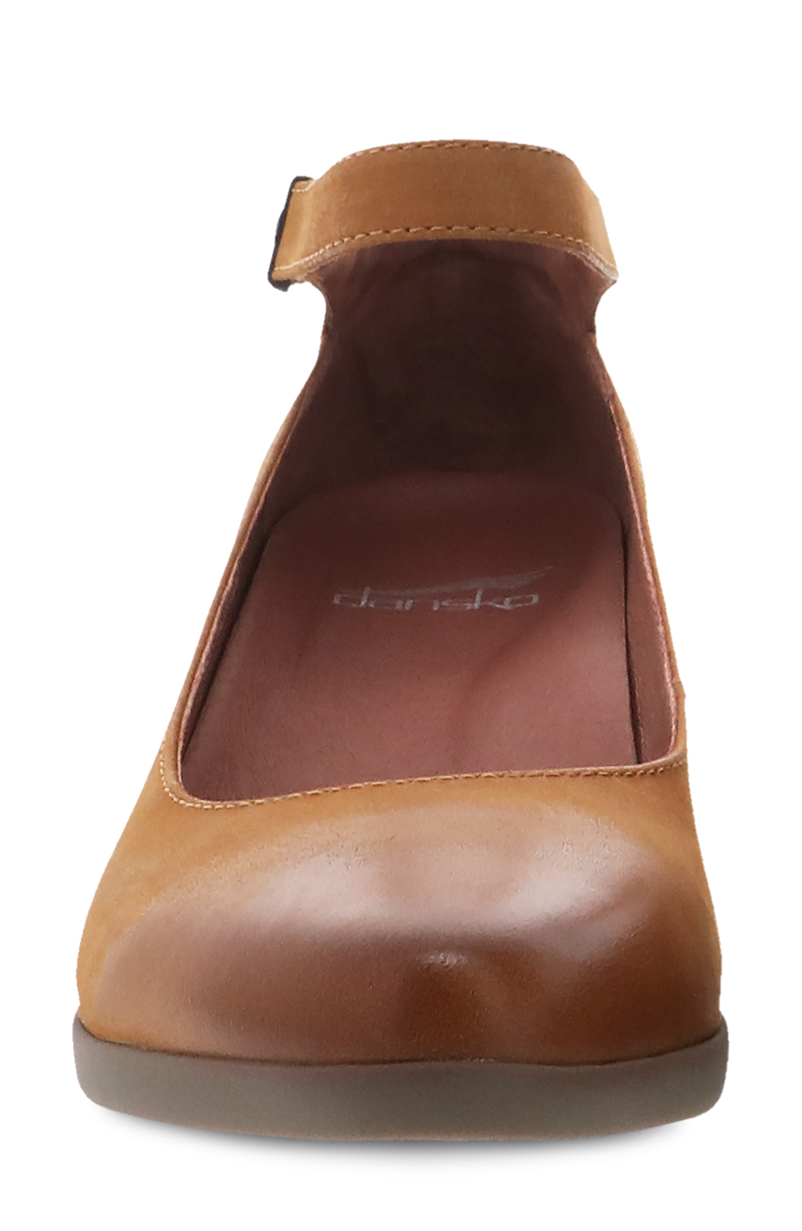 Shaylee Waterproof Ankle Strap Pump, Alternate, color, LUGGAGE WATERPROOF LEATHER