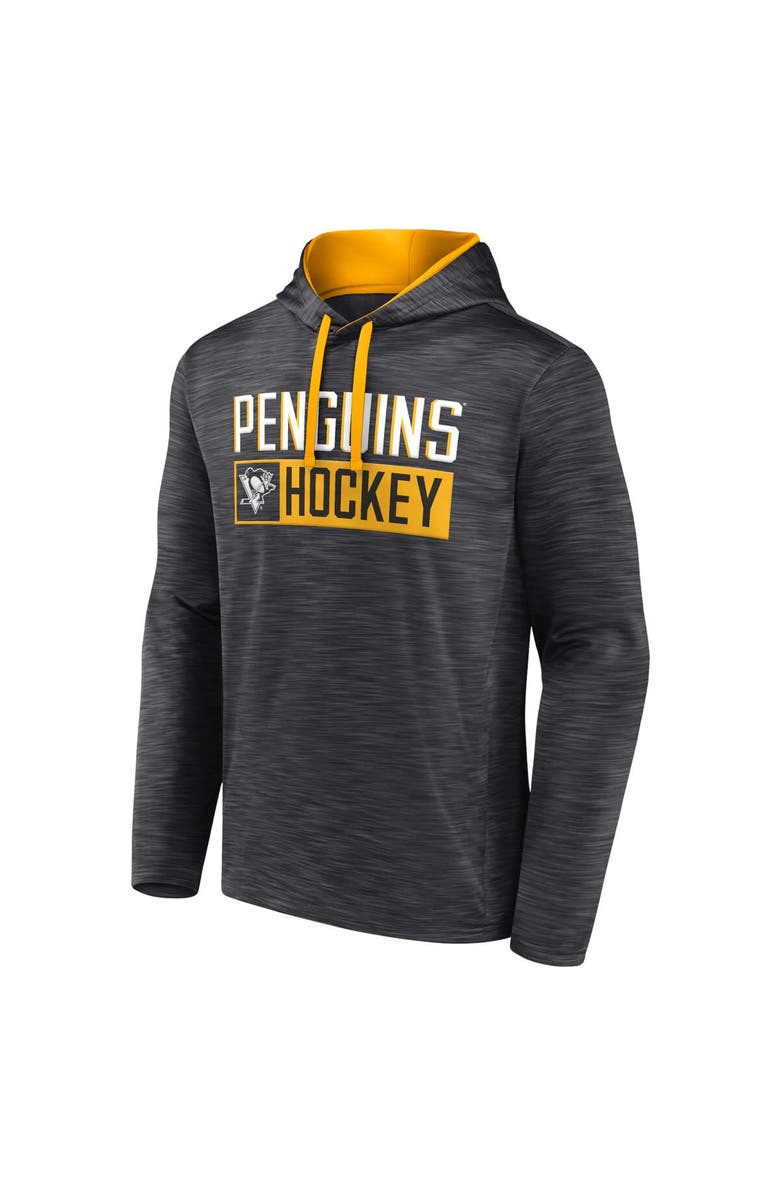 FANATICS Men's Fanatics Branded Heather Charcoal Pittsburgh Penguins Close Shave Pullover Hoodie, Alternate, color,