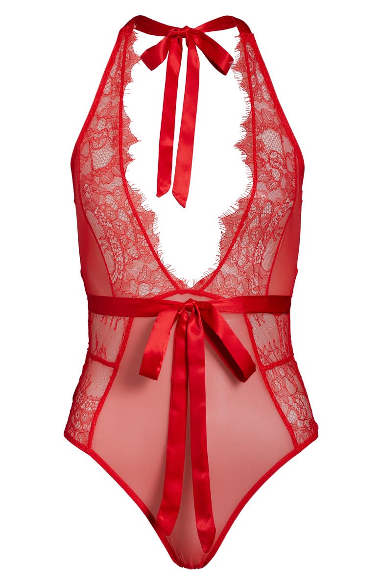 Bluebella Amelie Halter Lace Bodysuit, Alternate, color,