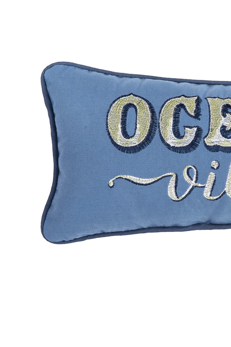 "Ocean Vibes" Small Petite Mini Lumbar Accent Pillow 6" x 12", Alternate, color, Blue