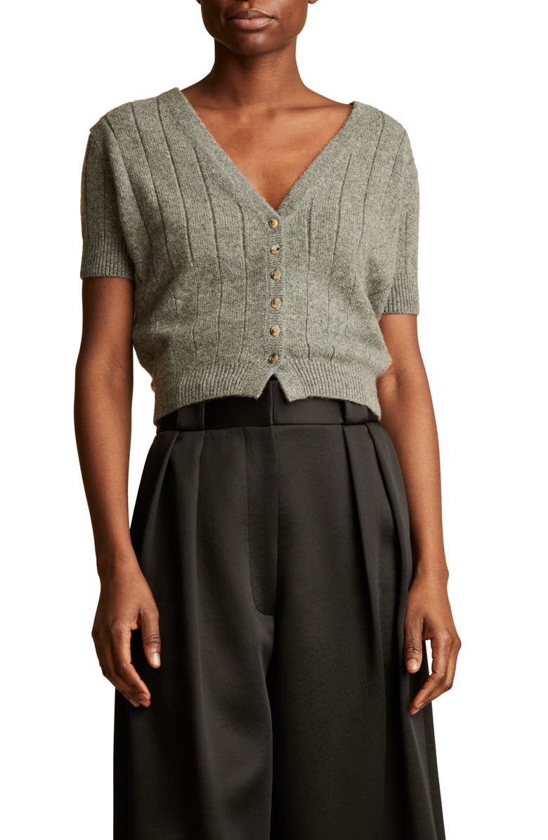 Khaite Maryam Rustic Crop Cashmere Cardigan, Main, color, 