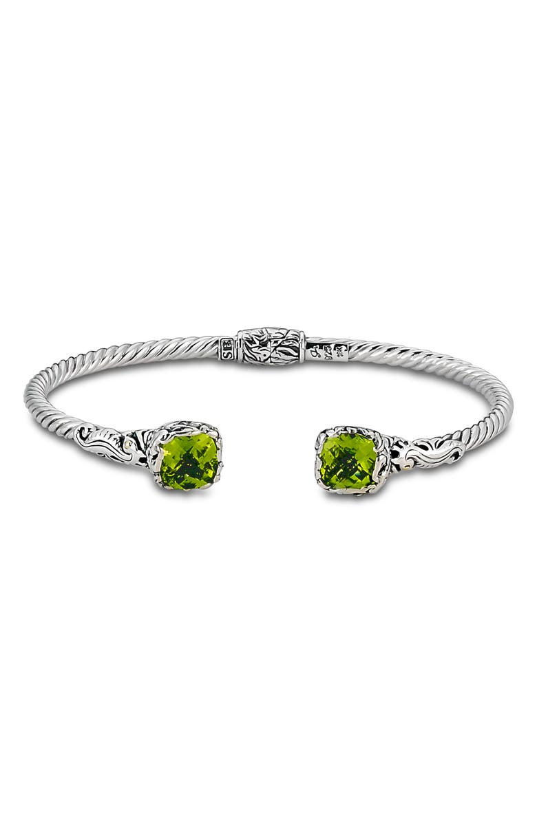 SAMUEL B. Two-Tone Seahorse Textured Bangle Bracelet, Main, color, Green