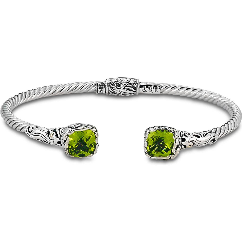 Samuel B. Two-tone Seahorse Textured Bangle Bracelet In Green