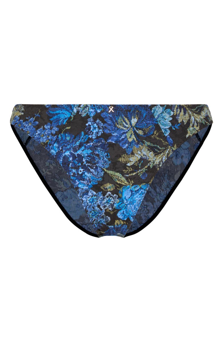 SAVAGE X FENTY Floral Rush High Leg Bikini, Alternate, color, Black Caviar Tapestry Print