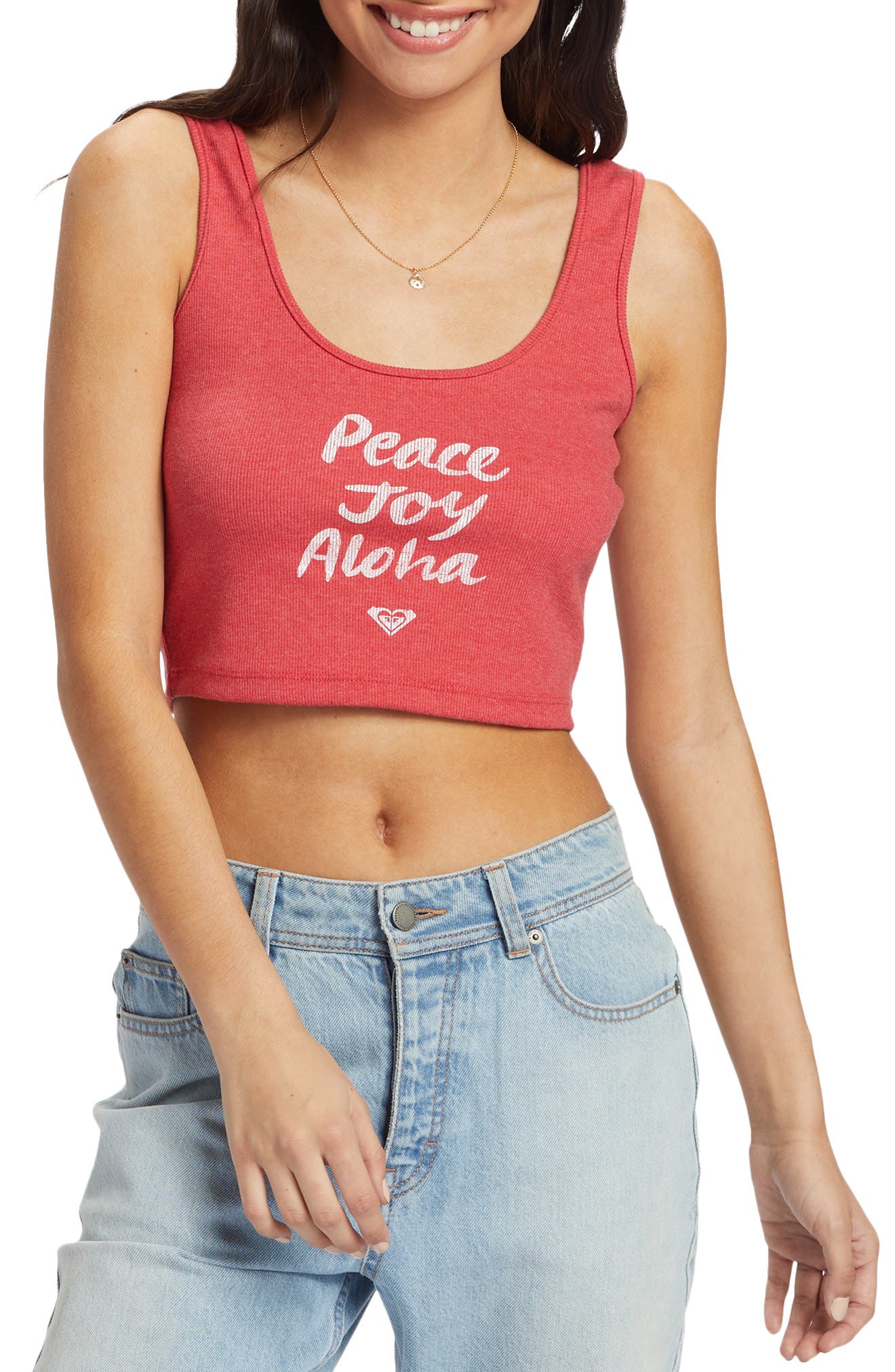 Roxy Peace Joy Aloha Rib Graphic Crop Tank (Women) | Nordstromrack