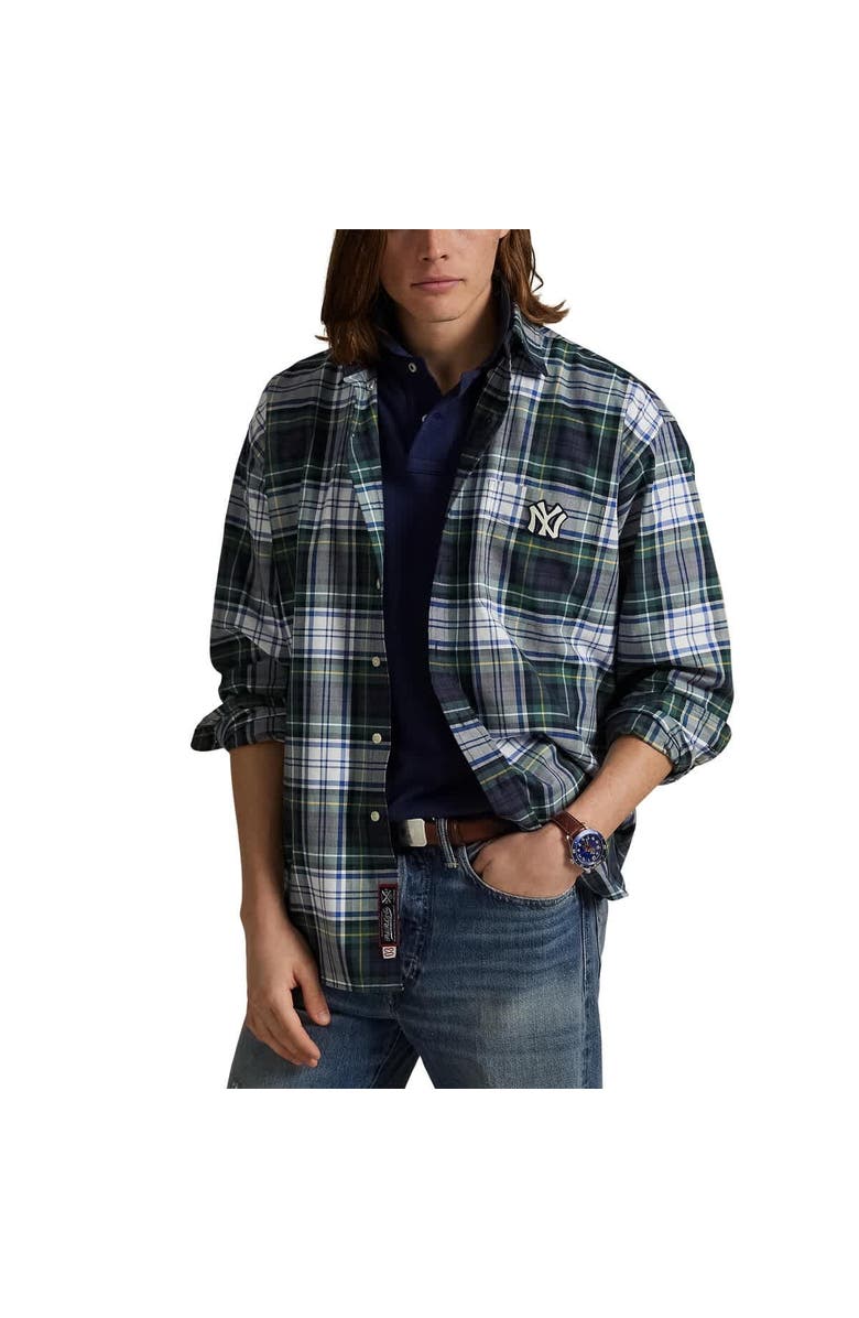 Polo Ralph Lauren Navy Yankees Flannel Oxford Shirt, Main, color, 