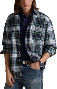 Polo Ralph Lauren Navy Yankees Flannel Oxford Shirt