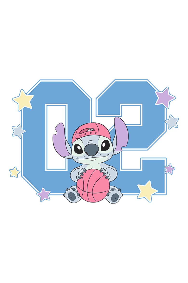 Girl's Lilo & Stitch Basketball Player Number 02  Graphic T-Shirt, Alternate, color, White