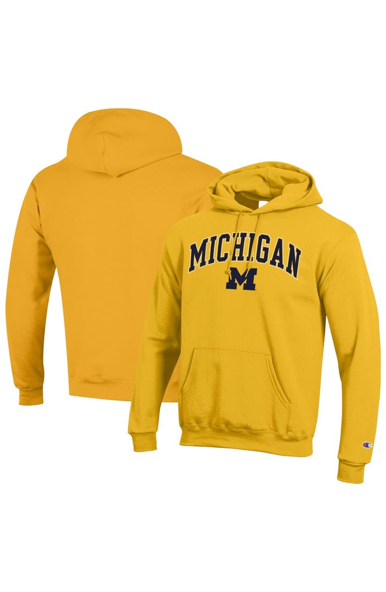 Champion Men's Champion  Maize Michigan Wolverines Arch Over Logo Pullover Hoodie, Alternate, color, Maize