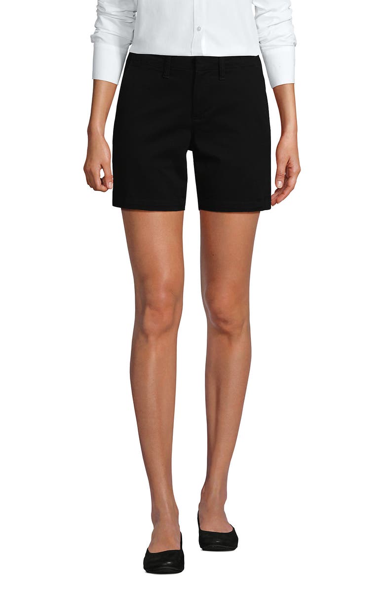 Lands' End Plus Size Elastic Back Classic 7" Chino Shorts, Alternate, color, Black