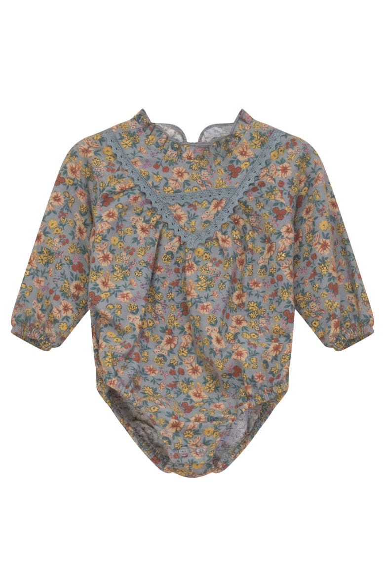 Floral Print Woven Long Sleeve Bubble, Main, color, Blue Floral
