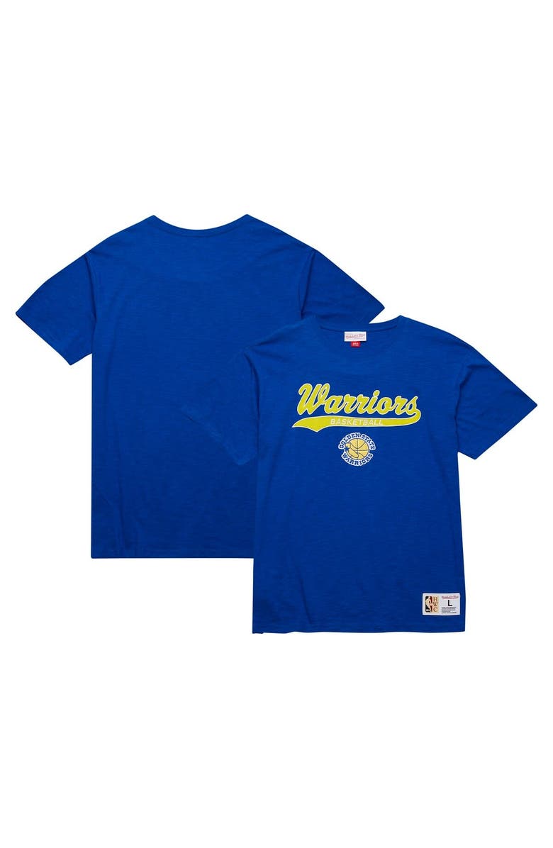 Mitchell & Ness Men's Mitchell & Ness Royal Golden State Warriors Hardwood Classics Felt Applique Slub T-Shirt, Main, color, Royal