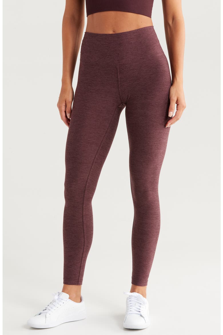 Renew Mélange High Waist Leggings, Main, color, BURGUNDY FUDGE MELANGE