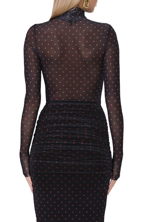 Afrm Zadie Print Turtleneck Mesh Top