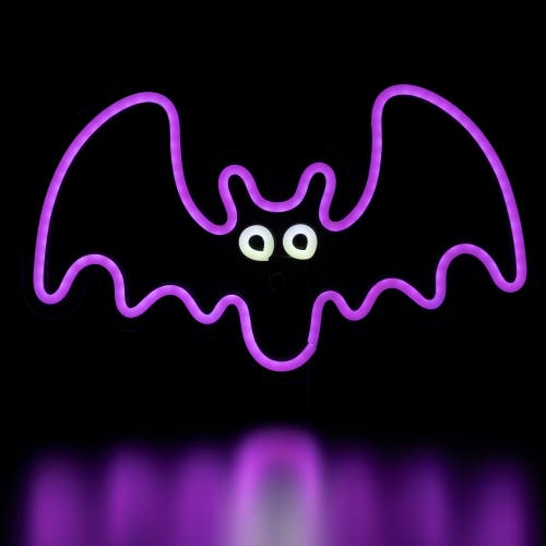 Northlight 15in Led Lighted Neon Style Bat Halloween Window Silhouette In Purple