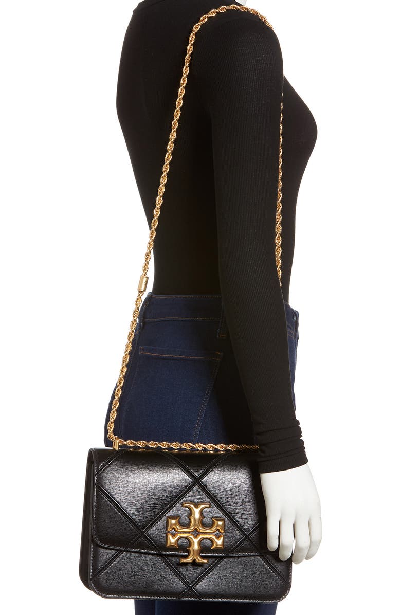 Tory Burch Eleanor Diamond Panel Leather Flap Bag, Alternate, color,