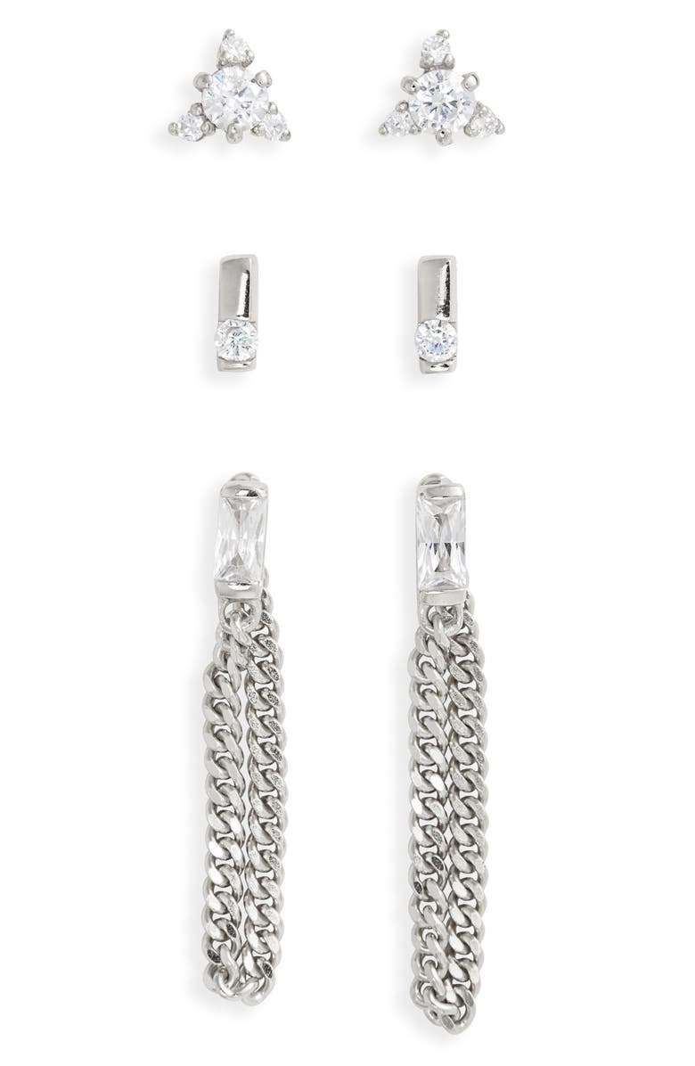 Argento Vivo Sterling Silver 3-Pack Earrings Set, Main, color, 