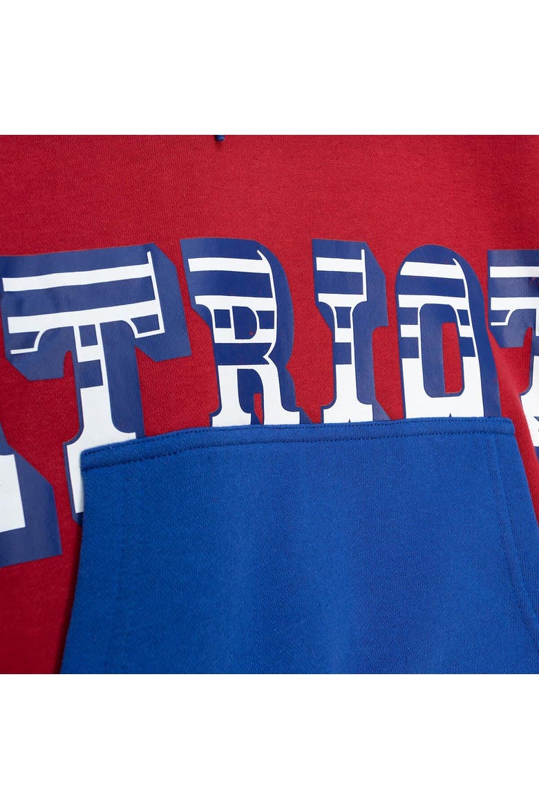 Men's Mitchell & Ness Red/Navy New England Patriots Big & Tall Big Face Pullover Hoodie, Alternate, color, Red