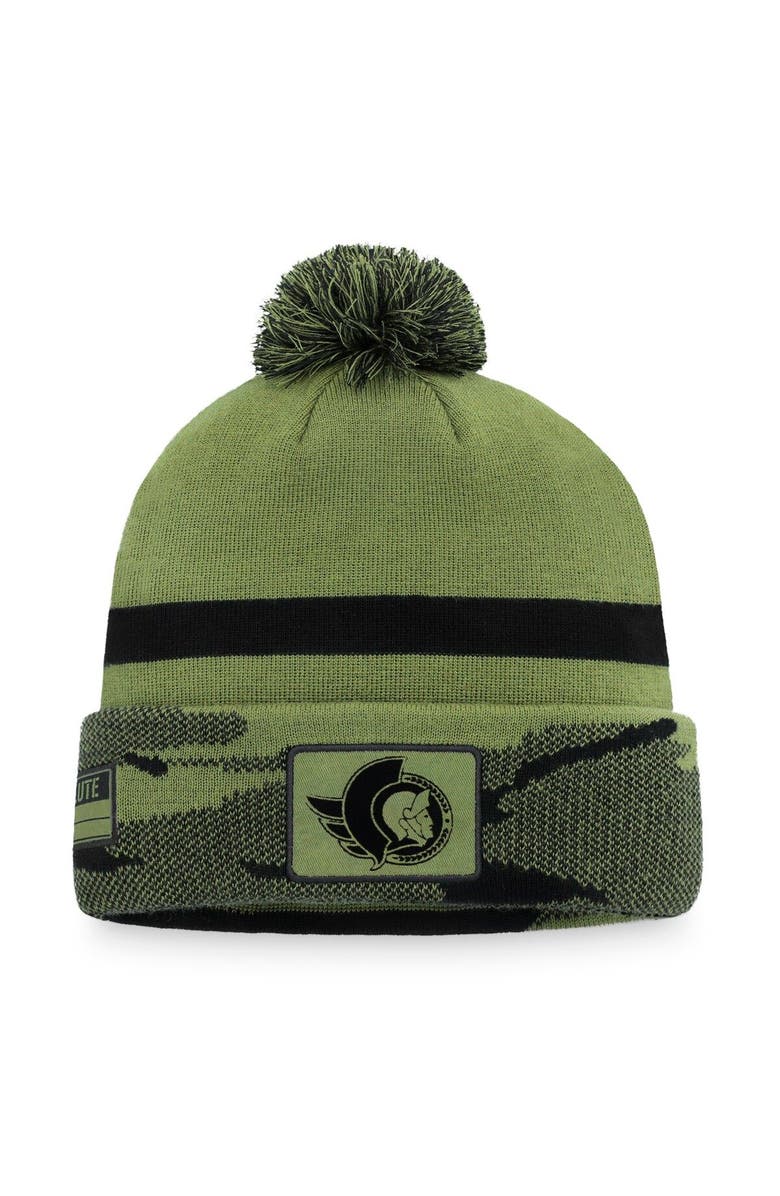 FANATICS Men's Fanatics Branded Camo Ottawa Senators Military Appreciation Cuffed Knit Hat with Pom, Main, color, Camo