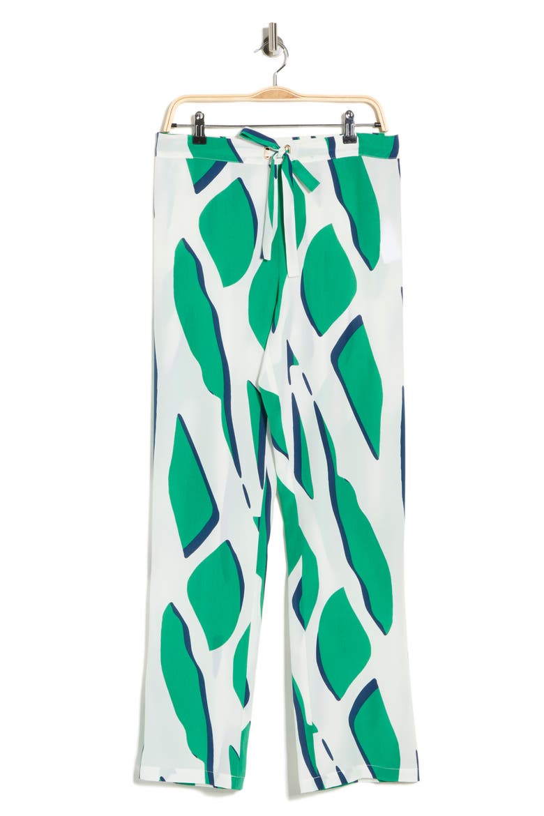 Diane Silk Georgette Straight Leg Pants, Alternate, color, SHADOW TWIGGS GIANT GREEN