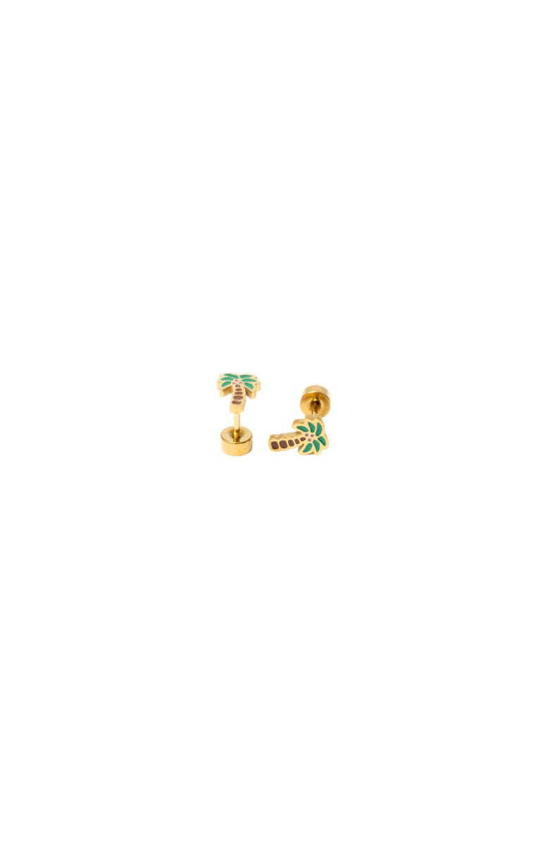 Pip Pop Palm Tree Stud Earrings, Alternate, color, Green