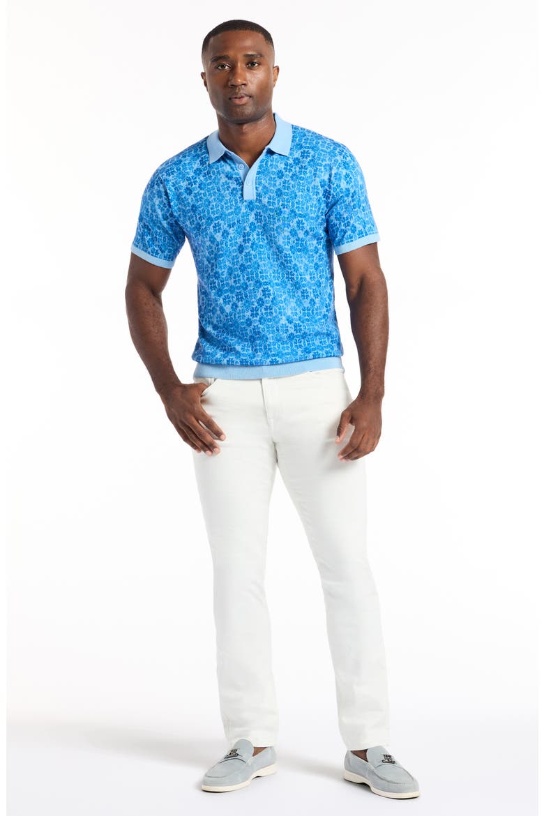 Johnny Collar Cotton Knit Polo, Alternate, color, LIGHT BLUE