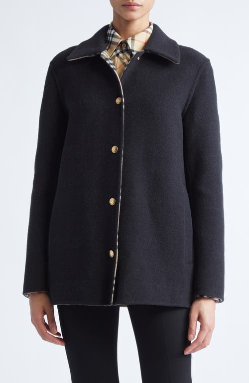 Burberry Double Face Wool Twill Overshirt In Blue
