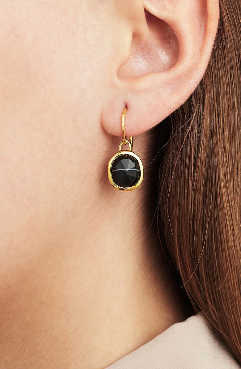 Monica Vinader Siren Bezel Set Drop Earrings, Alternate, color, Yellow Gold