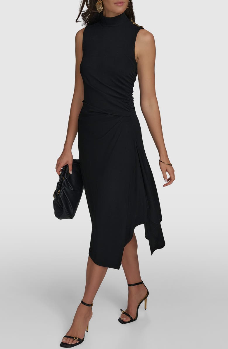 Donna Karan New York Ruched Asymmetric Midi Dress, Alternate, color, 