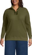 Lands' End Plus Size Long Sleeve Waffle Colorblock Quarter Zip Pullover