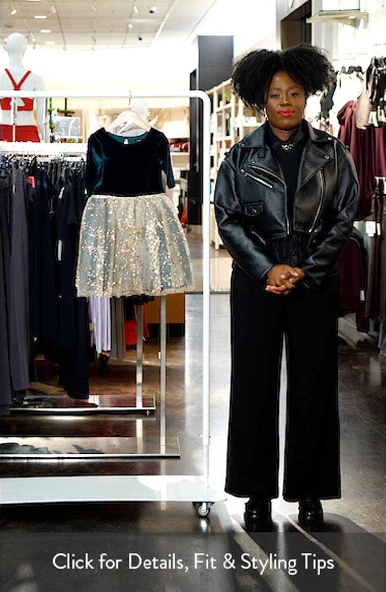 Kids
 Sequin Velvet 
Mesh Party Dress, sales video thumbnail