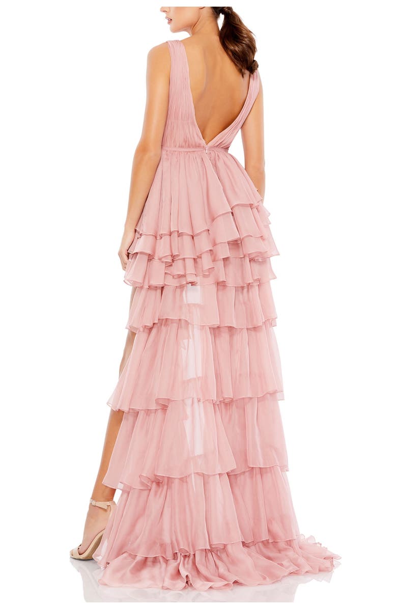 Mac Duggal High Low Tiered Gown with Built In Bodysuit, Alternate, color, Rose Pink