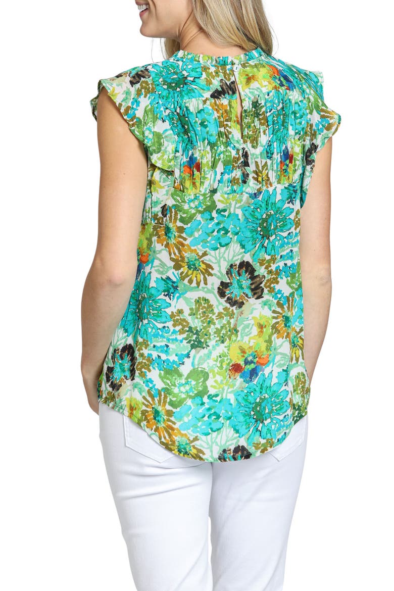 Floral Print Flutter Sleeve Top, Alternate, color, GREEN MULTI