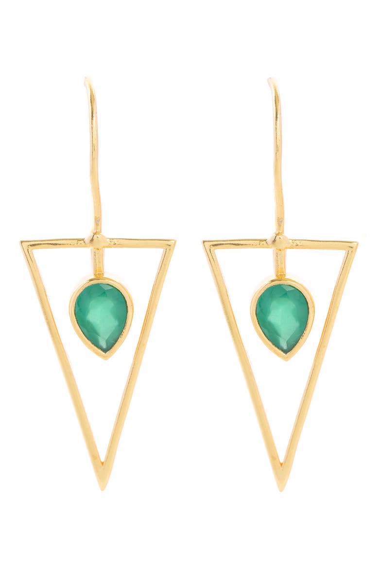 Minimalist Stone Drop Earrings, Main, color, EMERALD GREEN