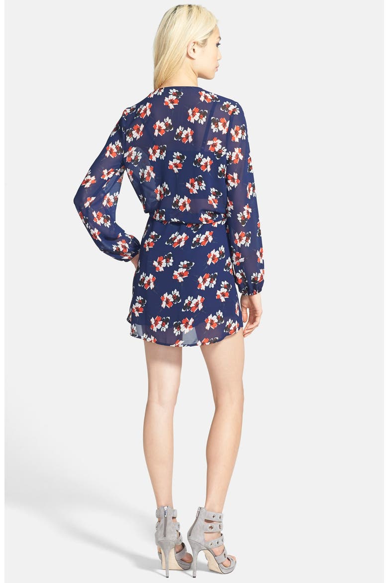 Long Sleeve Wrap Dress, Alternate, color, NAVY FLORAL