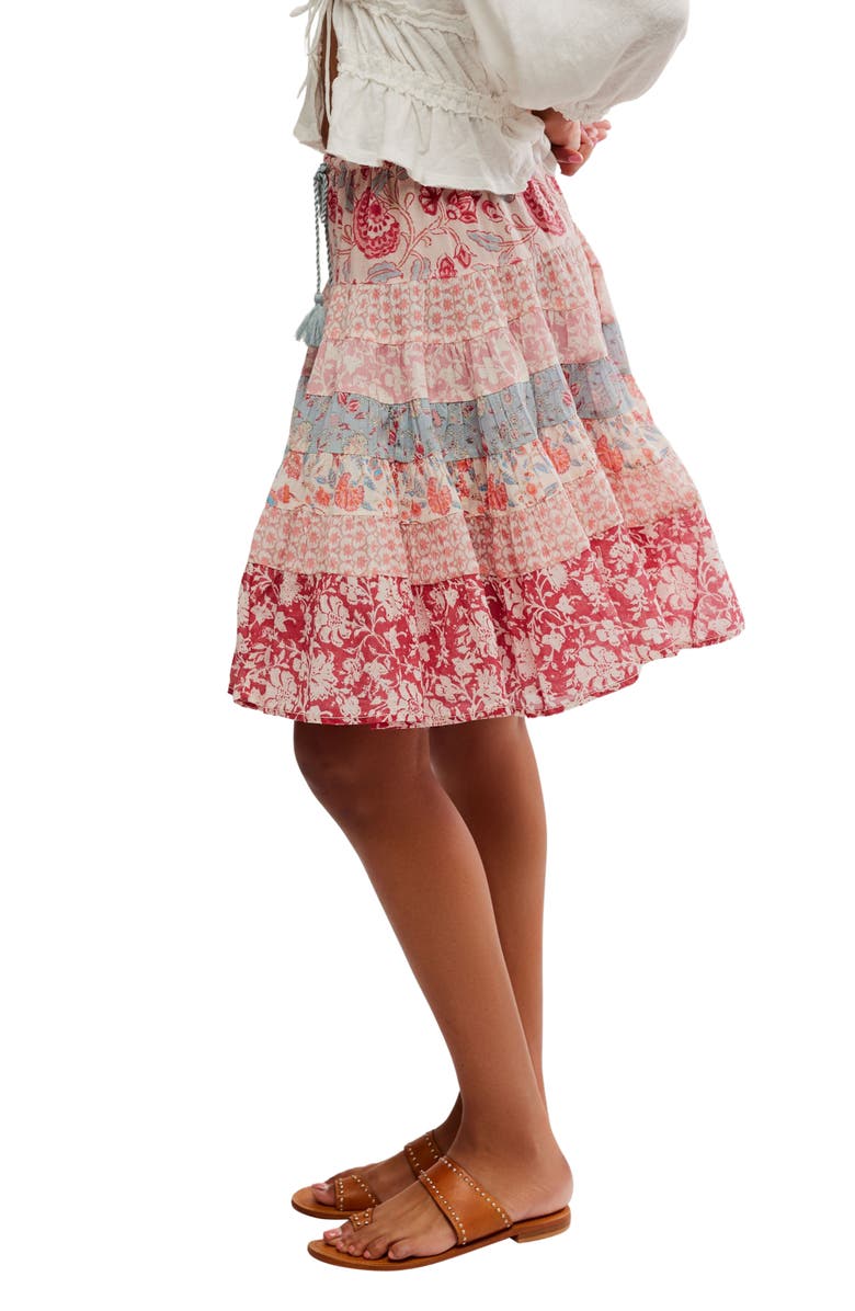 Free People Many Layers Mixed Print Tiered Cotton Skirt, Alternate, color,