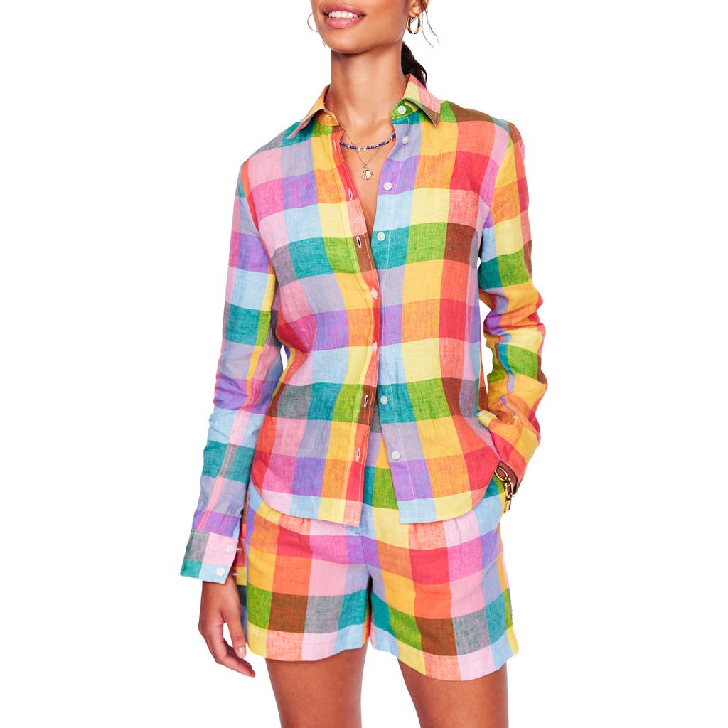 Shop Boden Sienna Check Linen Button-up Shirt In Multi Gingham
