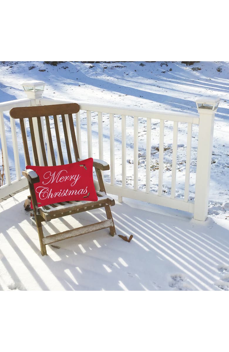 C&F Home Merry Christmas Embroidered Small/Petite Accent Pillow, 8" x 12", Alternate, color, Red