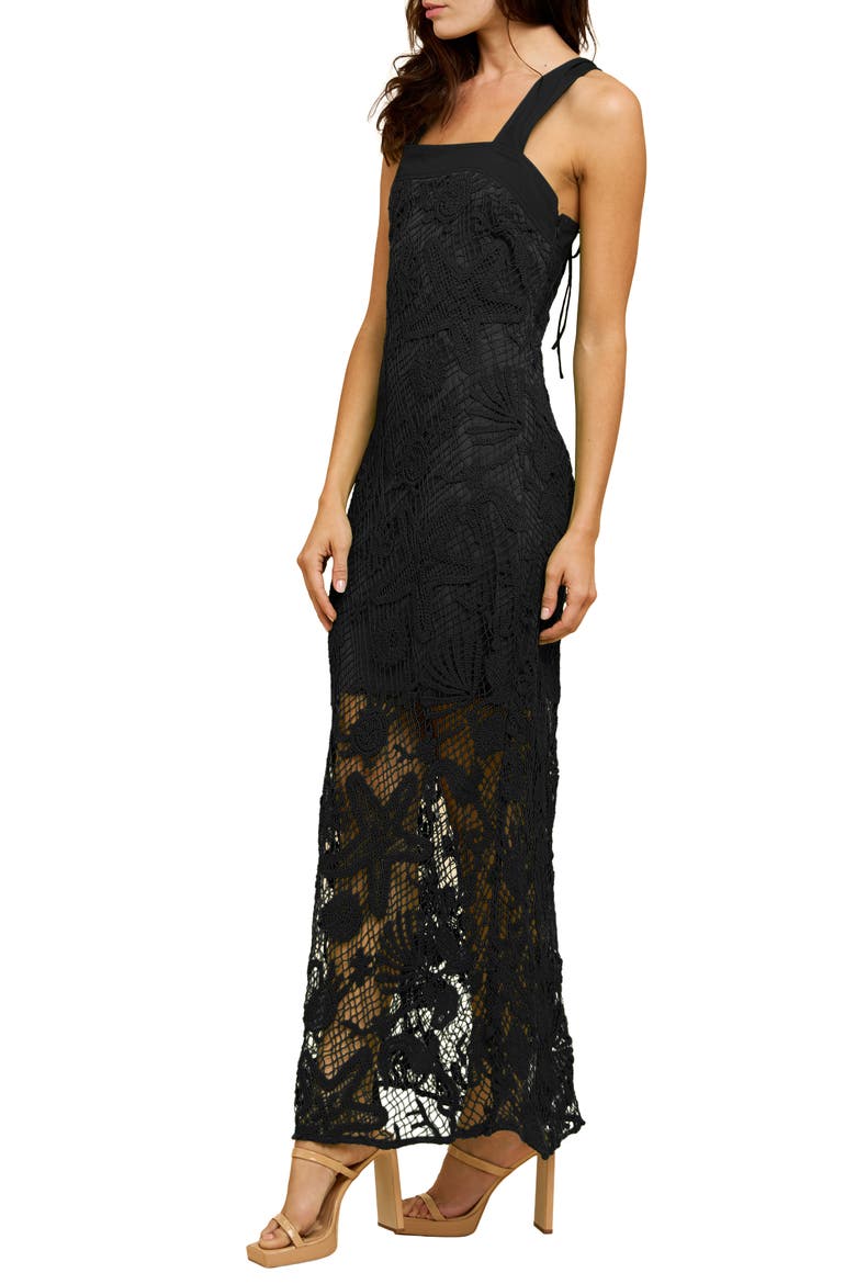 Krystina Crochet Maxi Dress, Alternate, color, BLACK