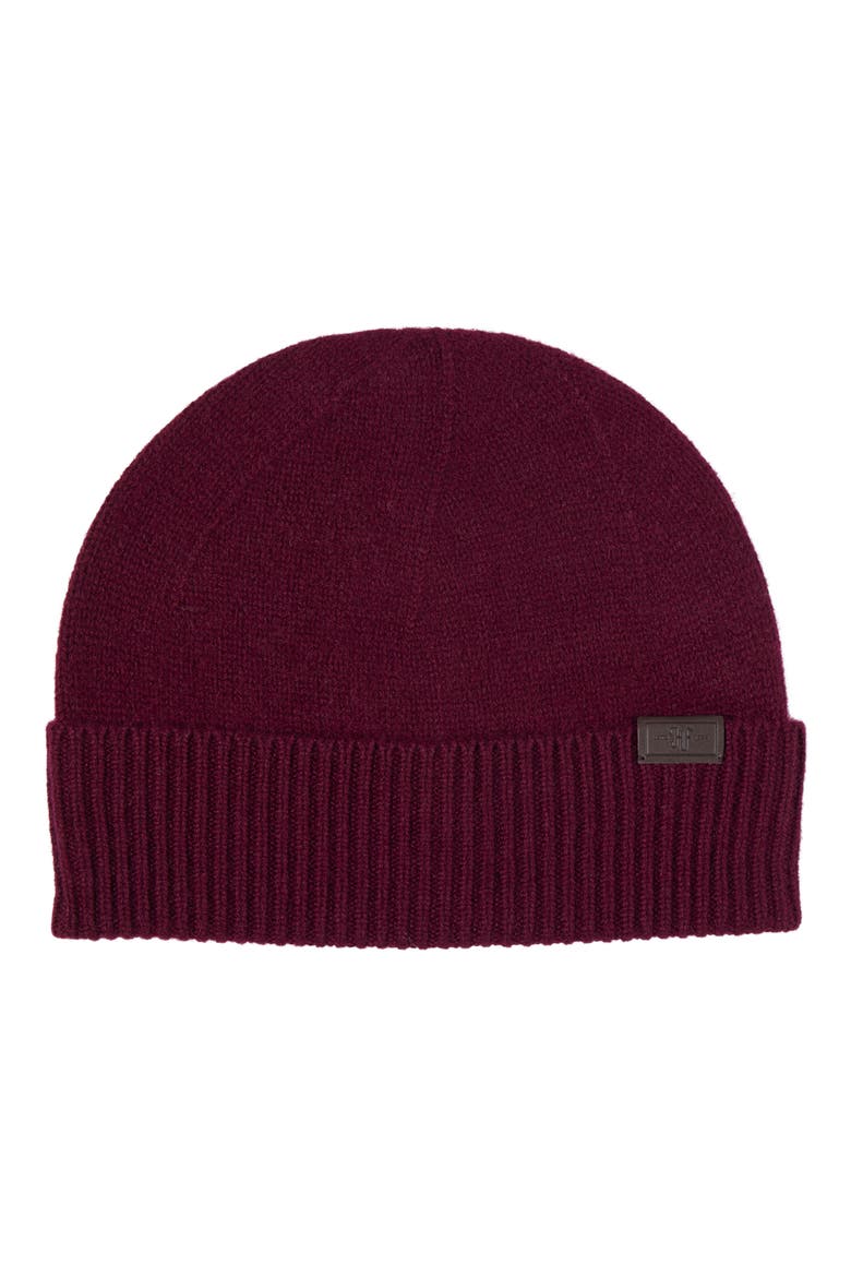 Cashmere Rib Cuffed Beanie, Main, color, BORDEAUX