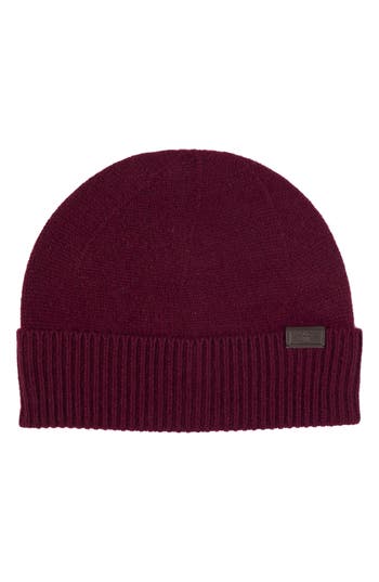Hickey Freeman Cashmere Rib Cuffed Beanie In Purple