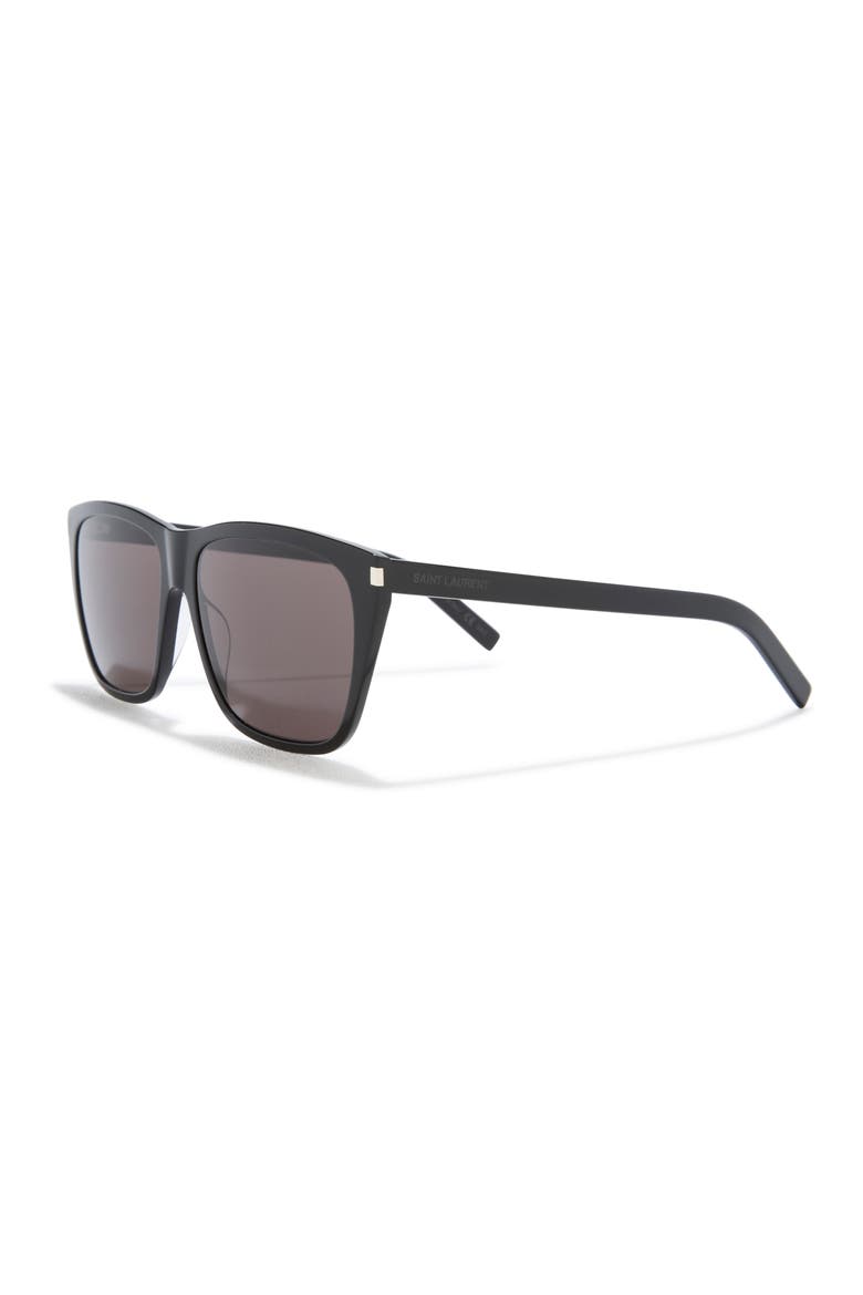 57mm Square Sunglasses, Alternate, color, BLACK BLACK BLACK