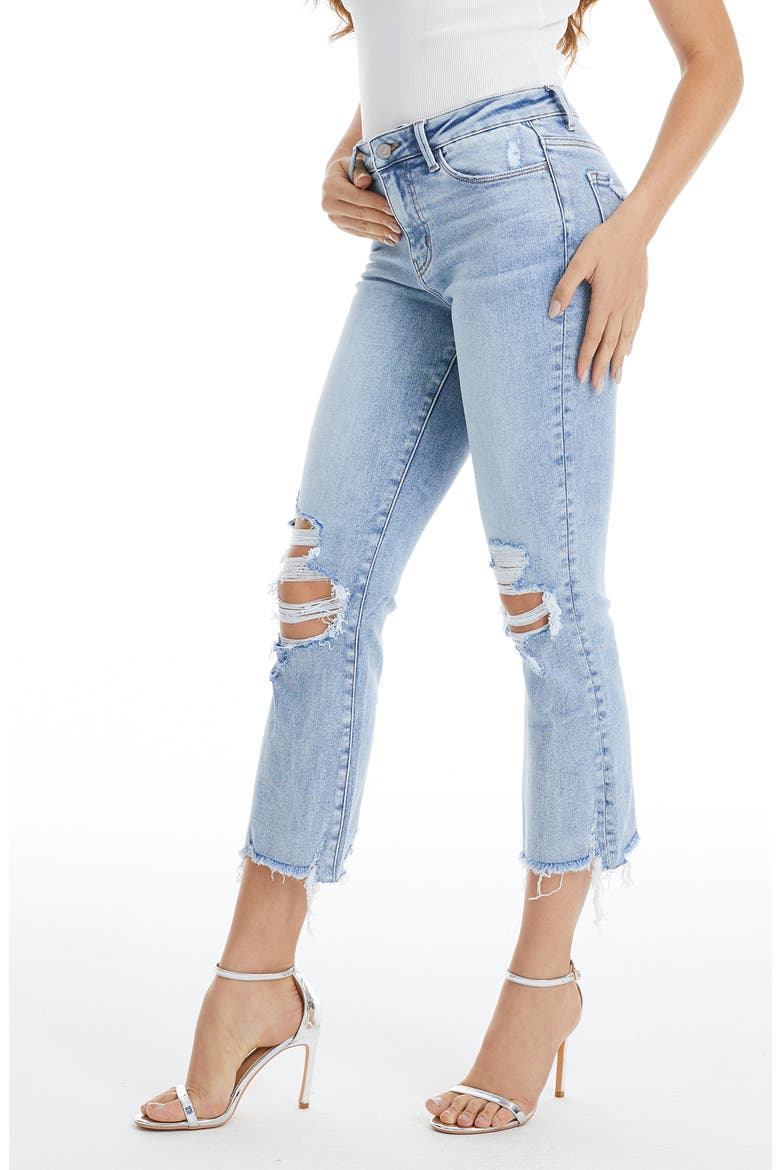 Tina High Waist Distressed Crop Flare Jeans, Alternate, color, LIGHT BLUE