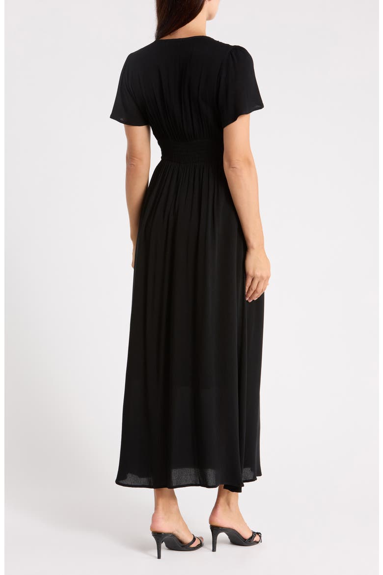 Flutter Sleeve Gauze Maxi Dress, Alternate, color, BLACK