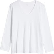 Eileen Fisher Easy V-Neck Long Sleeve Organic Cotton T-Shirt