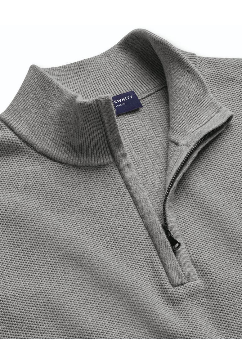 Honeycomb Cotton Zip Neck Sweater, Alternate, color, Light Grey
