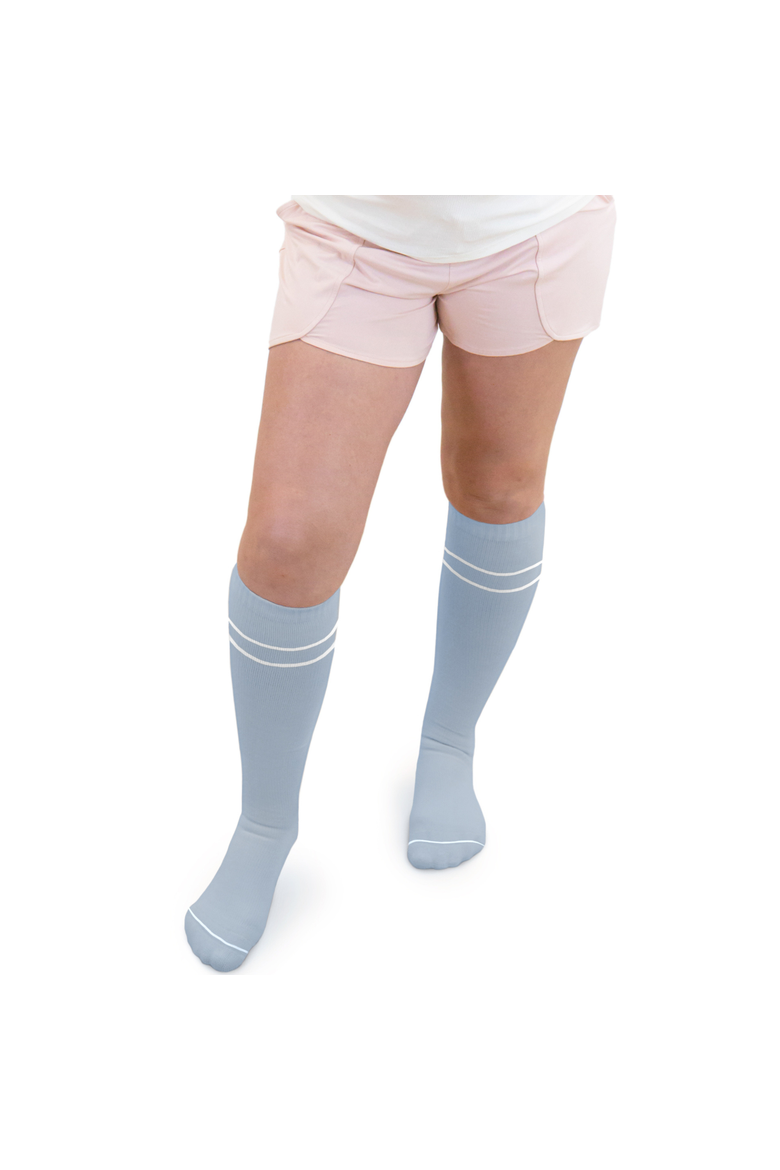Premium Maternity Compression Socks, Alternate, color, Stone Blue & Black