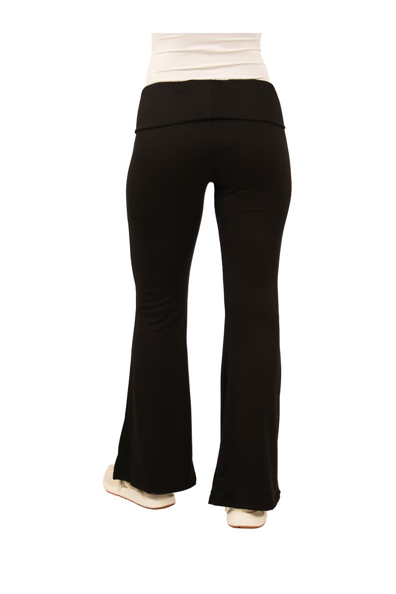 Black Bell Bottom Foldover Waist Sweatpants, Alternate, color, Black
